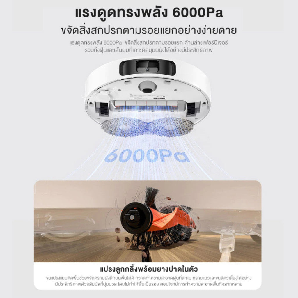 XIAOMI ROBOT VACUUM X20+ เครื่องดูดฝุ่น หุ่นยนต์ดูดฝุ่นอัจฉริยะ เลเซอร์นำทาง LDS ประกันศูนย์ไทย 1 ปี