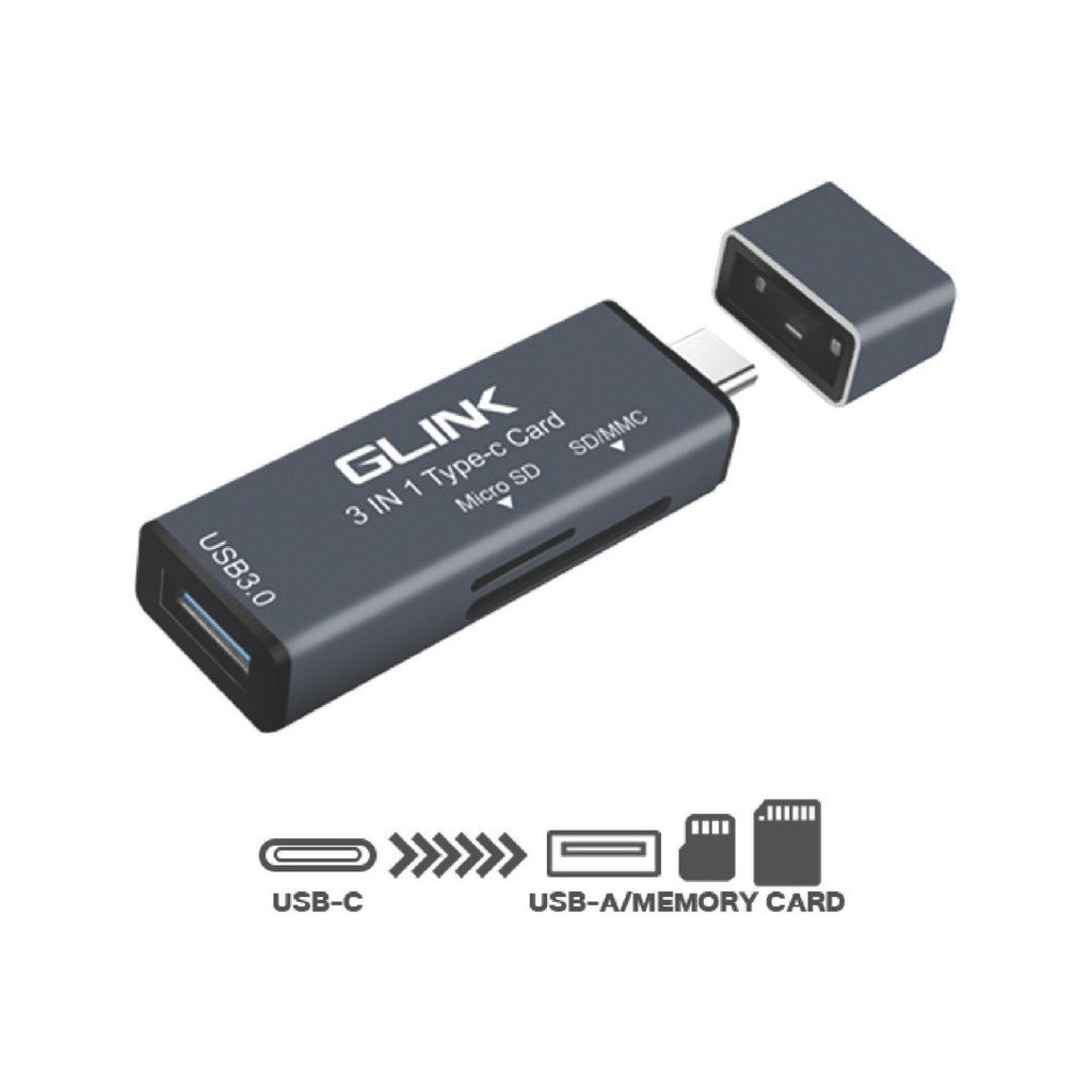 GLINK GL044 (GL-044) 3 IN 1 TYPE-C CARD READAR SD CARD & USB