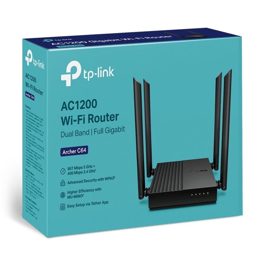 TP-LINK ARCHER C64 AC1200 WIRELESS MU-MIMO WIFI ROUTER