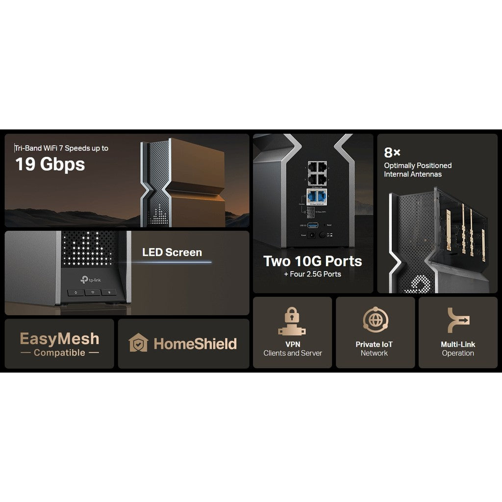 TP-LINK ARCHER BE800 Wi-Fi 7 BE19000 Tri-Band Router สินค้ารับประกัน LIFETIME