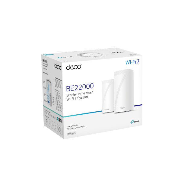 TP-LINK DECO BE85 BE22000 PACK 2 TRI-BAND WHOLE HOME MESH WIFI 7 SYSTEM