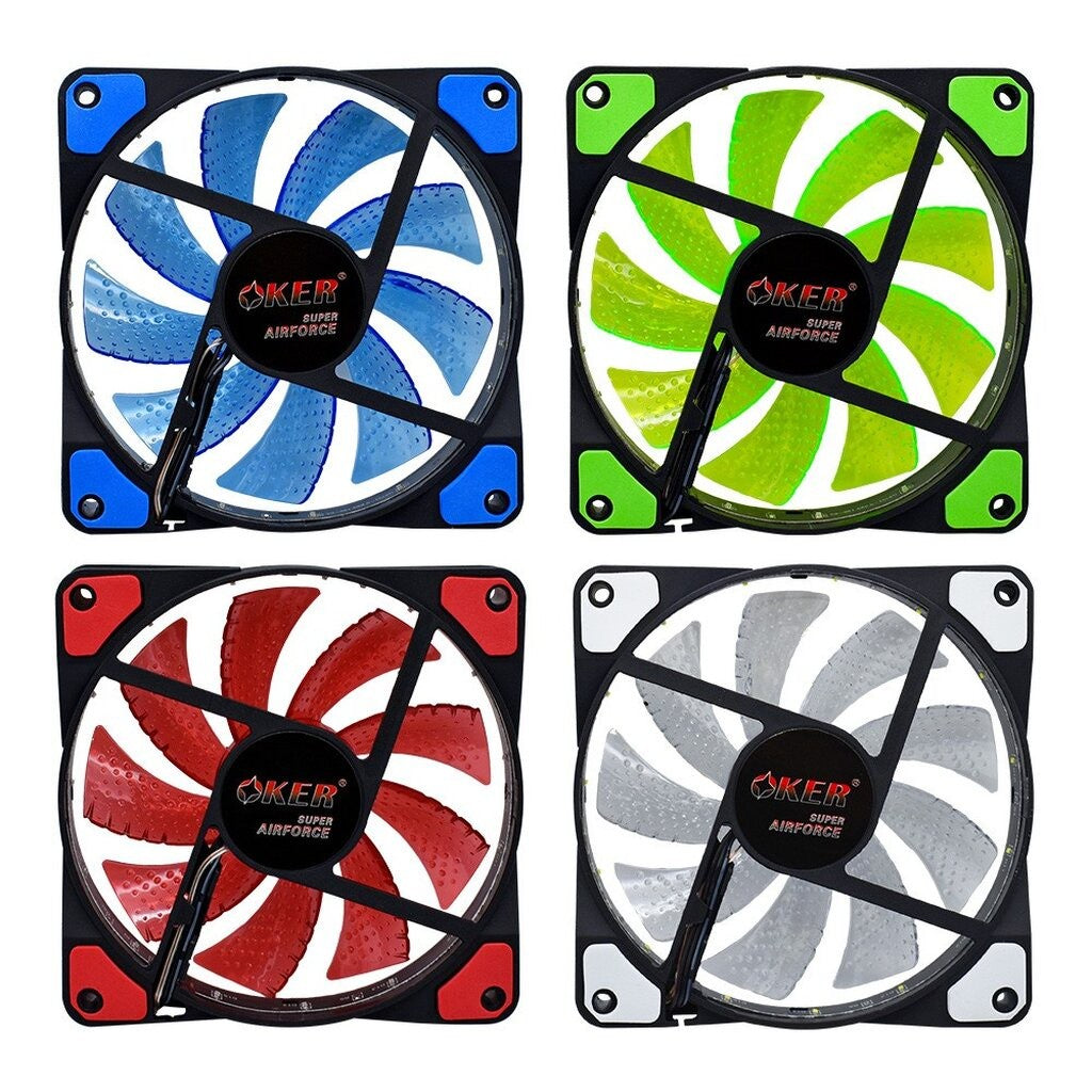 OKER G1228 SUPER AIRFORCE FAN LED พัดลมระบายความร้อน มีไฟ ทำงานเงียบไม่มีเสียงรบกวน