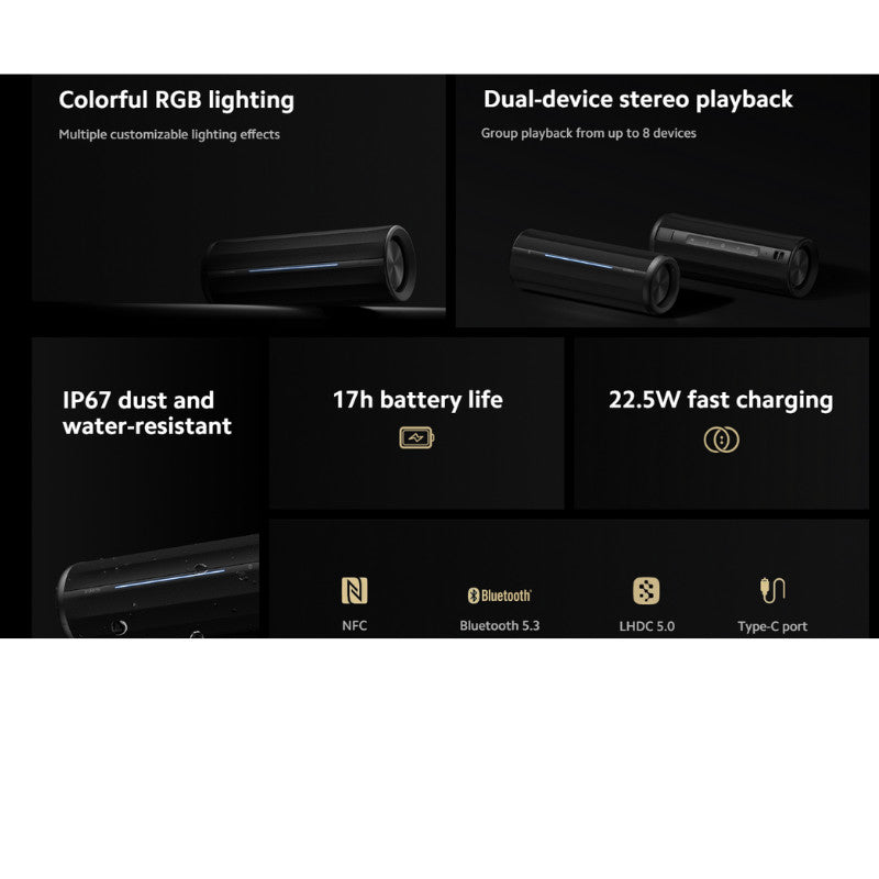 Xiaomi Bluetooth Speaker ลำโพงบลูทูธ 93dB 40W เสียงรอบตัว 360 องศา กันน้ำ ประกันศูนย์ 1 ปี