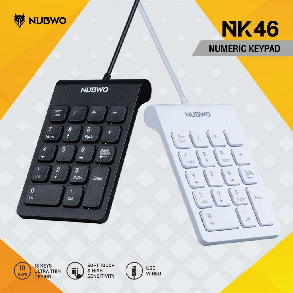 NUBWO NK46 NUMPAD คีย์บอร์ดแป้นตัวเลข แบบเสียบสายใช้งานได้เลย รับประกัน 1 ปี