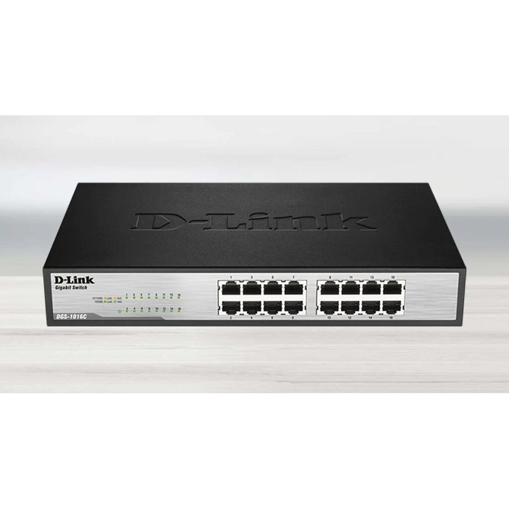 D-LINK DGS-1016C 16-PORT UNMANAGED GIGABIT SWITCH METAL RACKMOUNT