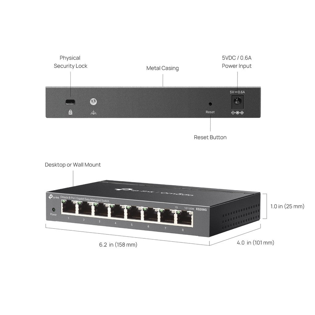 TP-LINK ES208G Omada 8-Port Gigabit Easy Managed Switch รับประกันศูนย์ไทย