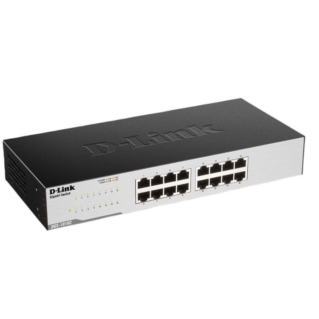 D-LINK DGS-1016C 16-PORT UNMANAGED GIGABIT SWITCH METAL RACKMOUNT