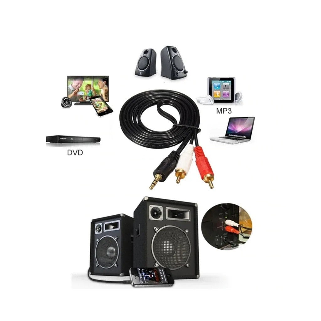 NAVA IT สาย AUX 3.5MM TO RCA สาย AUDIO 1 ออก 3 CABLE 1.5/3/5/10/15/20 เมตร ประกัน 1 ปี