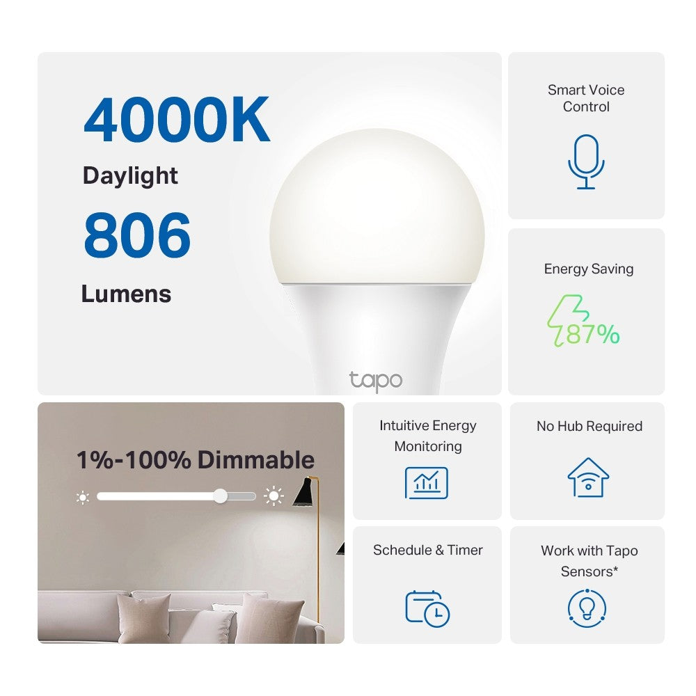 TAPO L520E ขั้ว E27 LIGHT BULB หลอดไฟอัจฉริยะ เปิด/ปิดผ่านแอพได้