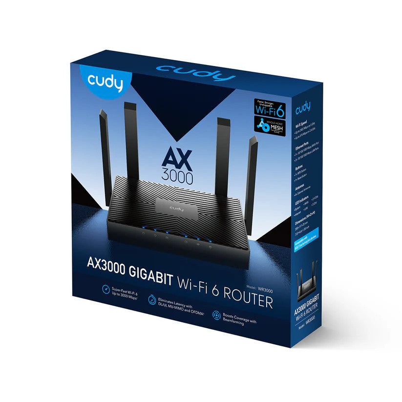 CUDY WR3000 Wi-Fi 6 Router Gigabit dual band  AX3000 รับประกันตลอดการใช้งาน