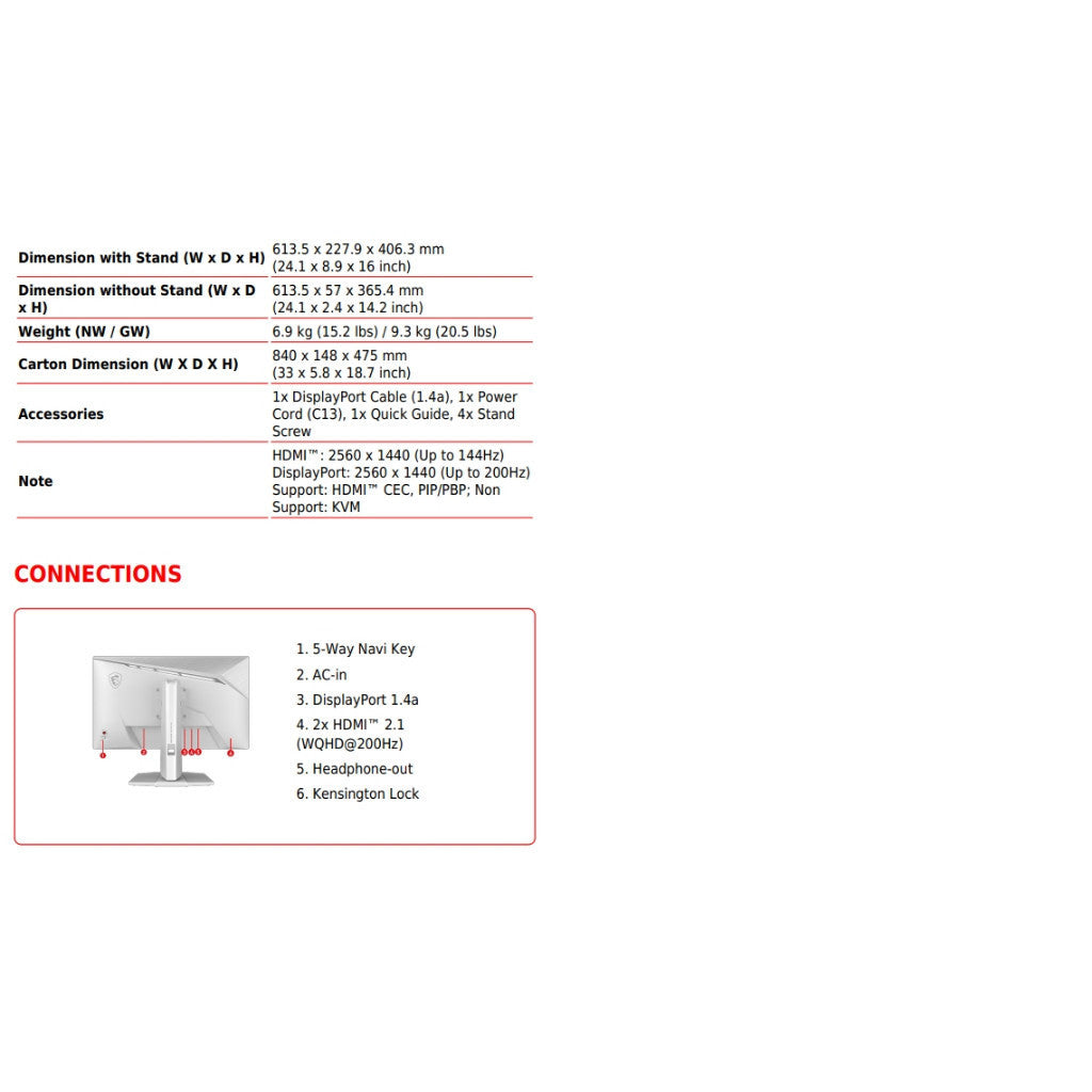 MONITOR จอมอนิเตอร์ MSI MAG 274QRFW E20 27