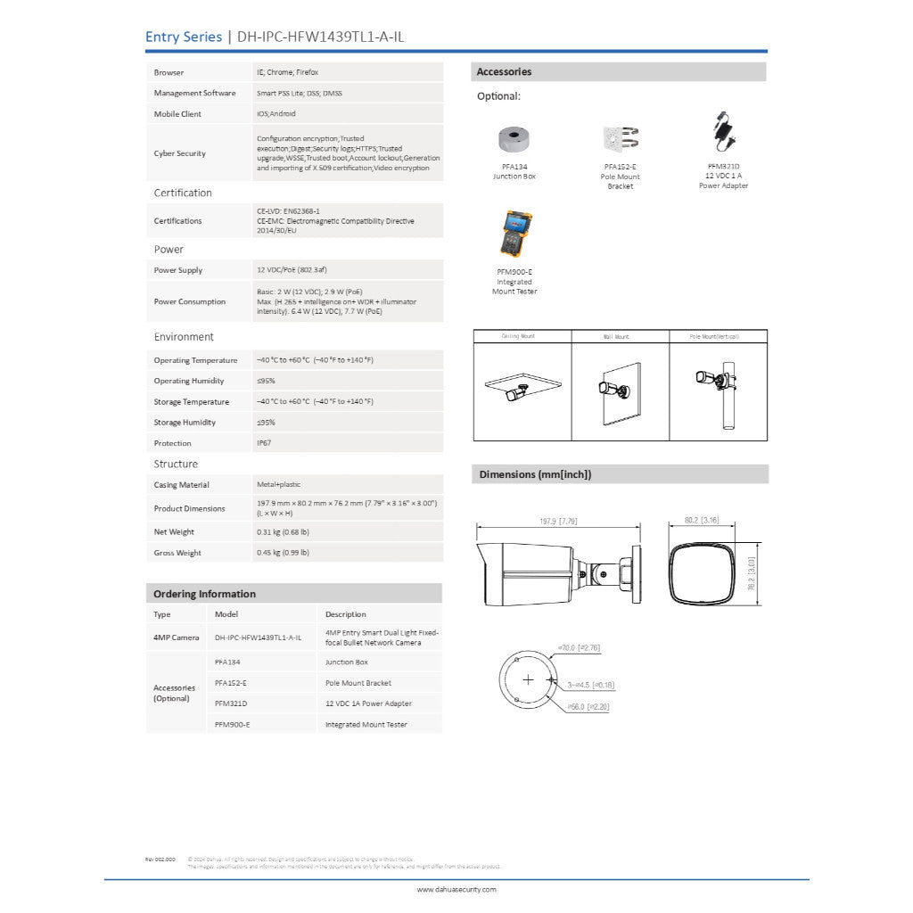 DAHUA DH-IPC-HFW1439TL1-A-IL-2.8mm กล้องวรจรปิด IP Camera 4MP Smart Dual Light มีไมโครโฟนในตัว