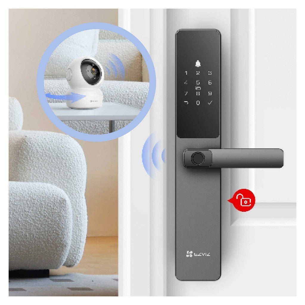 EZVIZ DL06 Smart Door Lock ล็อกประตูอัจฉริยะ สแกนนิ้ว WiFi ปลดล็อกผ่านแอป รหัส คีย์การ์ด