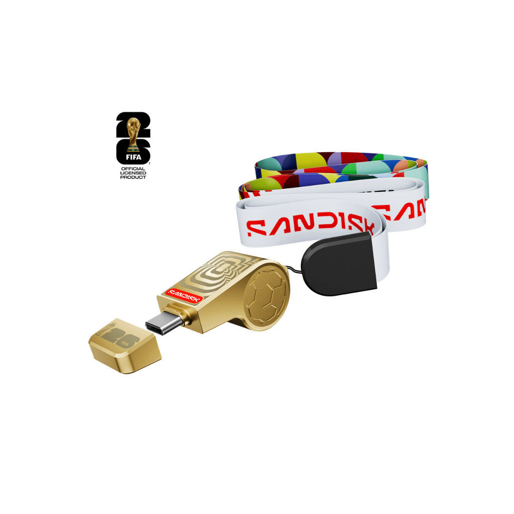 SANDISK FLASH DRIVE (แฟลชไดร์ฟ) FIFA World Cup 2026 128GB USB 3.2 Gen 1 Gold Edition Warranty 5 Y.