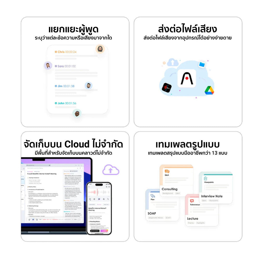 PLAUD NOTE AI Voice Recorder เครื่องบันทึกเสียง AI พร้อมเคสแม่เหล็ก รับประกัน 1 ปี