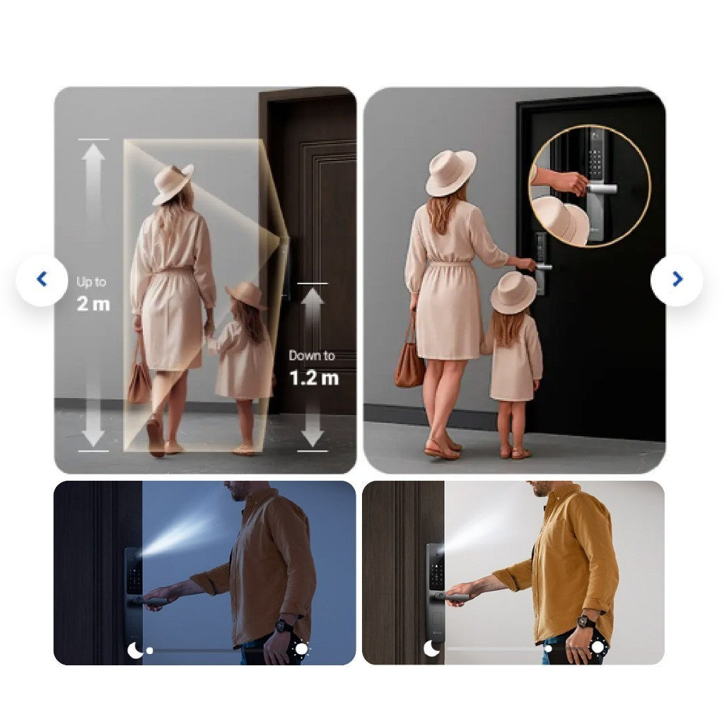 EZVIZ DL20FVS ปลดล็อกด้วย สแกนใบหน้า 3D + เส้นเลือดฝ่ามือ แบตเตอรี่ลิเธียม แบบชาร์จไฟได้
