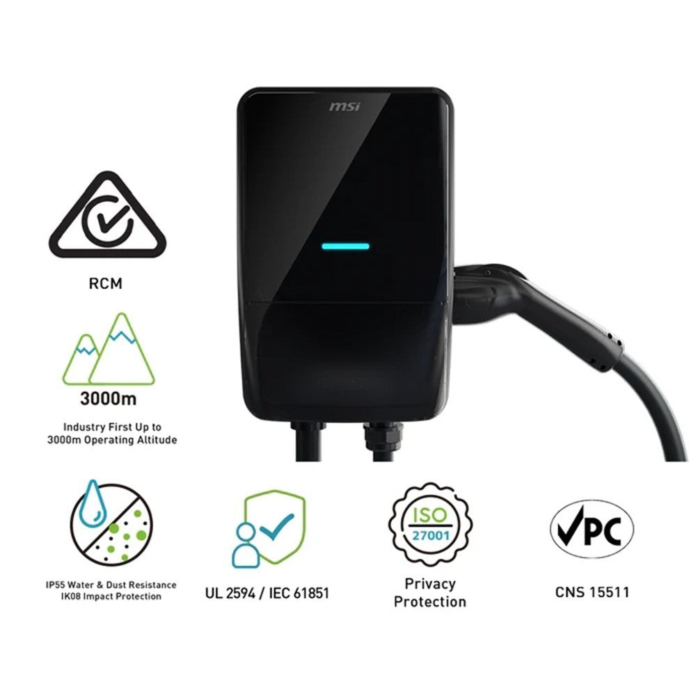 MSI SMART EV CHARGER EV LIFE 3YRS. เครื่องชาร์จรถยนต์ไฟฟ้า รับประกัน 3 ปี