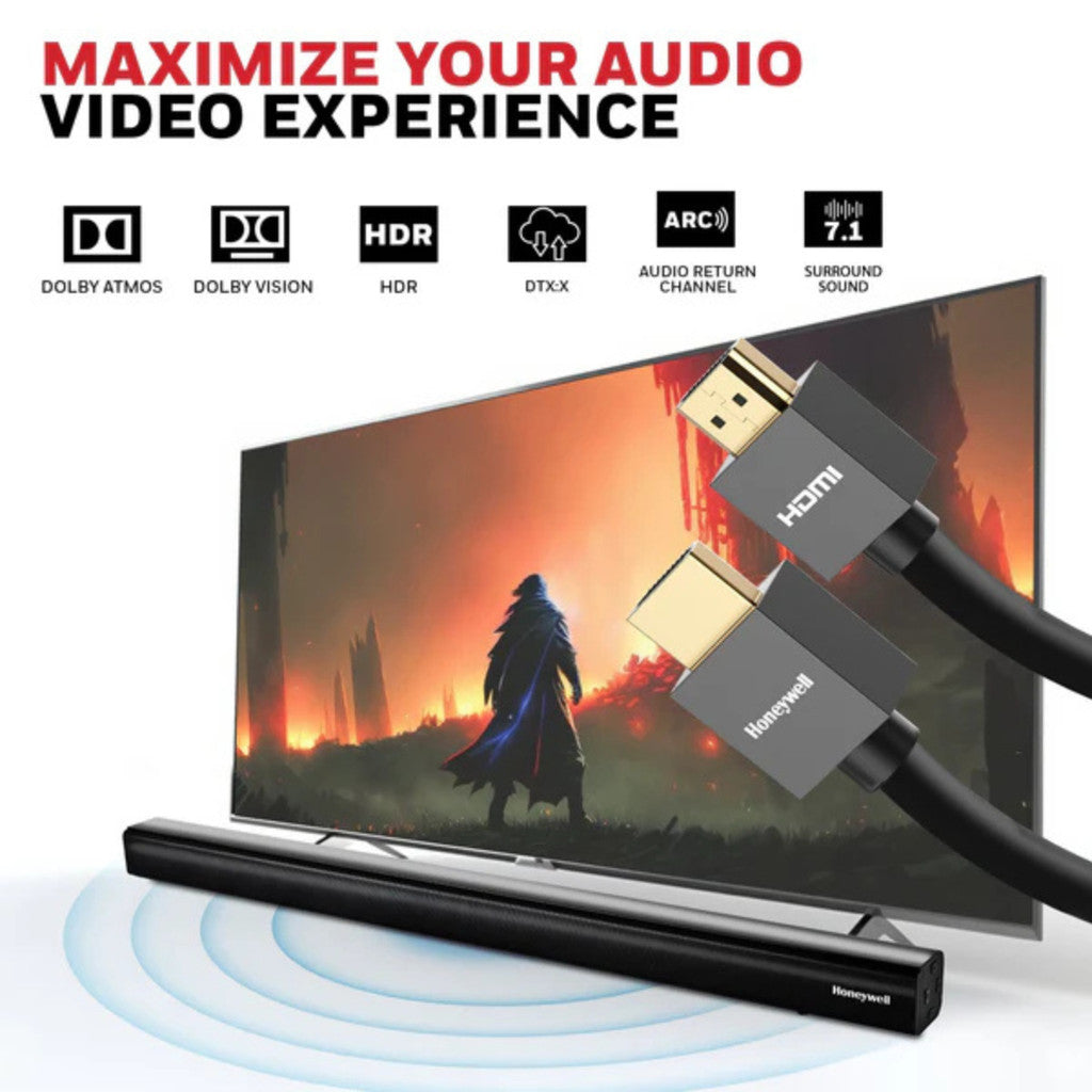 Honeywell สาย HDMI with Ethernet  2.0 Compliant Slim รองรับ 4K Ultra รับประกัน 3 ปี