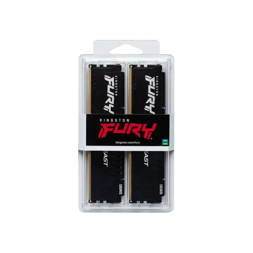 KINGSTON RAM (แรม) FURY BEAST 64GB DDR5 5200MHz INTEL XMP BLACK KF552C40BBK2-64 LIFETIME WARRANTY