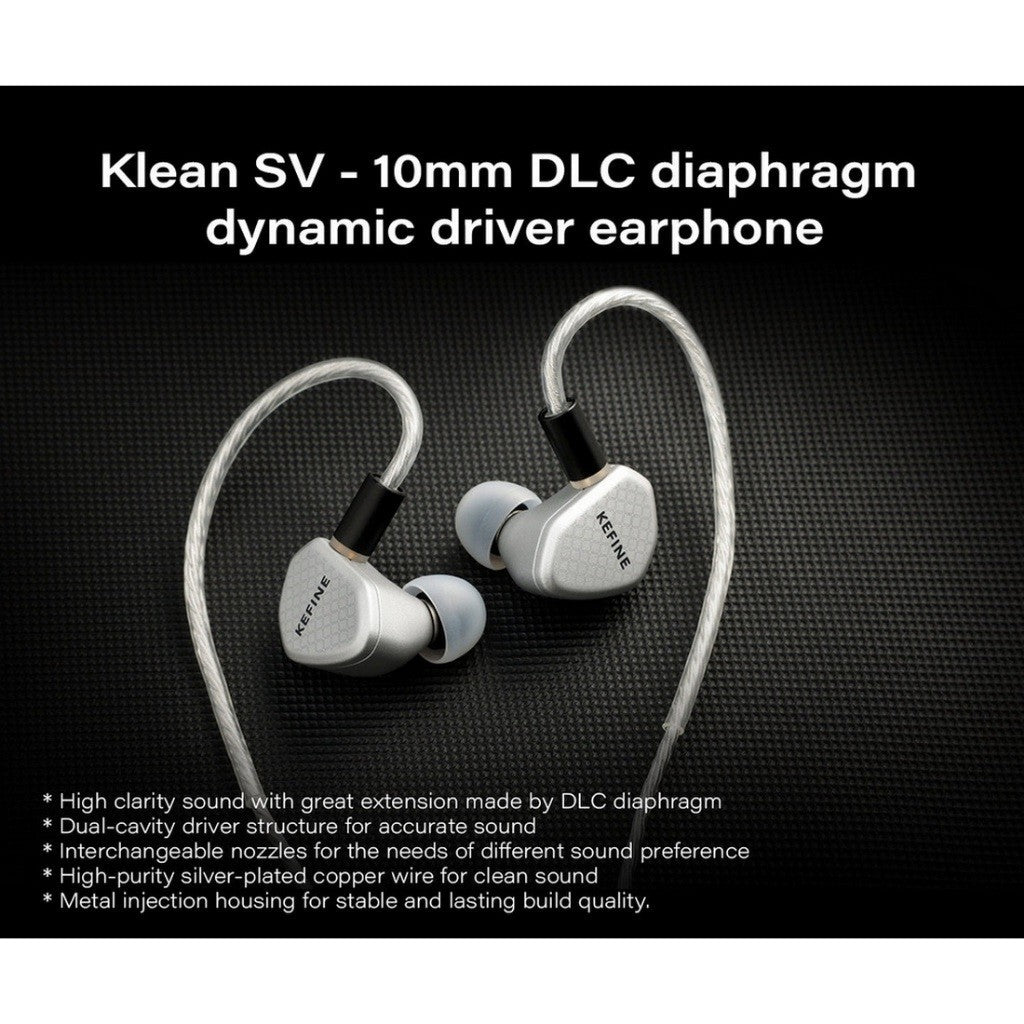 KEFINE Klean SV 3.5 หูฟัง IEMs ไดรเวอร์ไดนามิก 10mm ไดอะแฟรม DLC รับประกัน 1 ปี