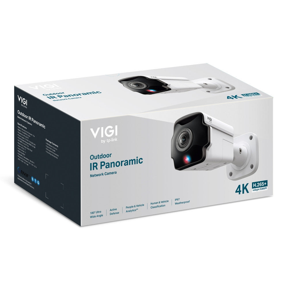 TP-LINK VIGI INSIGHT S385PI 8MP Outdoor IR Panoramic Bullet Network Camera มีไฟเตือนสีแดง-น้ำเงิน