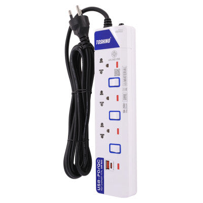 TOSHINO ET-913UC ปลั๊ก 3+1 PD +1 QC 3 เมตร สินค้ารับประกัน 3 ปี