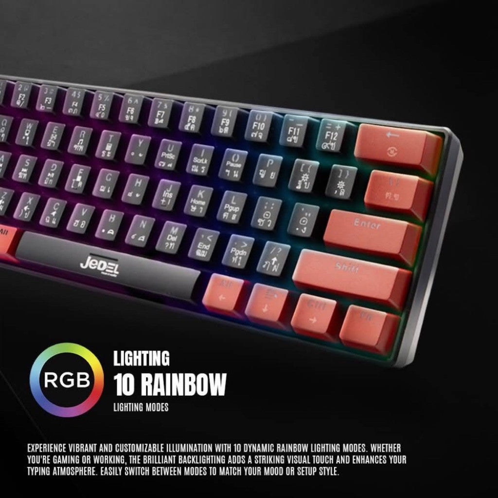 JEDEL KL-69 ขนาด 60% Mini RGB Wired Mechanical Gaming Keyboard Blue Switch | รับประกัน 1 ปี