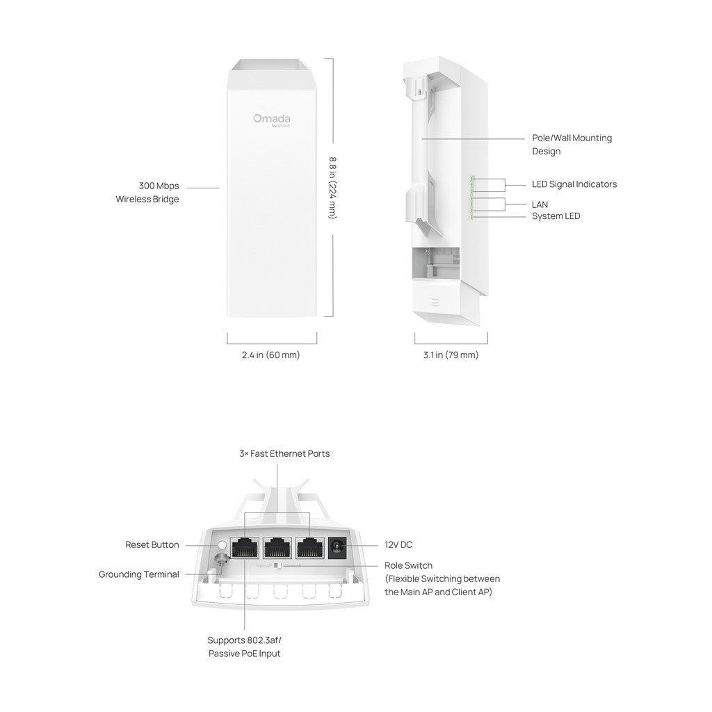 TP-LINK EAP100-Bridge KIT 300Mbps Omada 2.4GHz Indoor/Outdoor Access point Wireless Bridge ประกันศูนย์ไทย 3ปี
