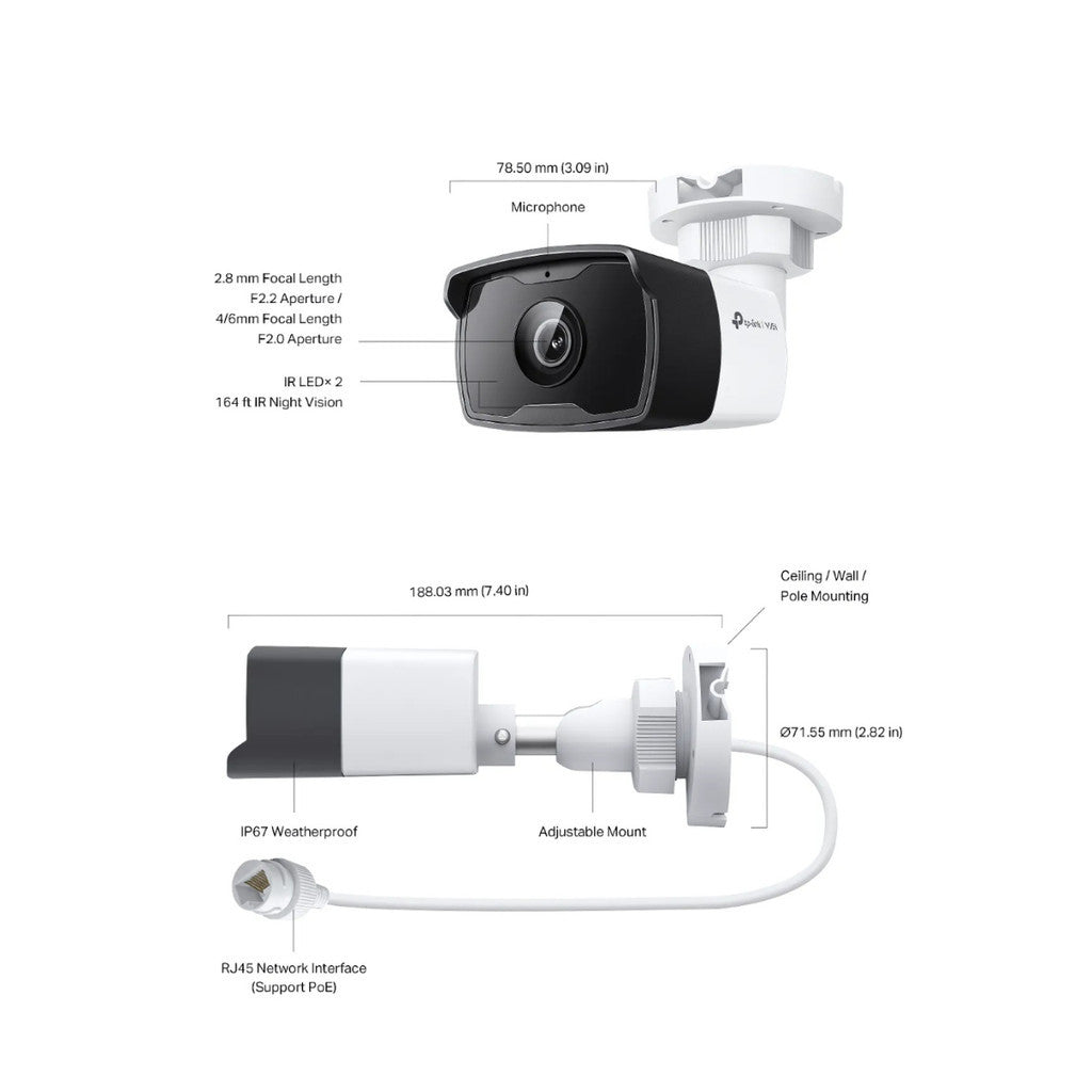 TP-LINK VIGI C320I 2MP Ver 1.2 OUTDOOR IR BULLET NETWORK CAMERA กล้องวงจรปิดภายนอก