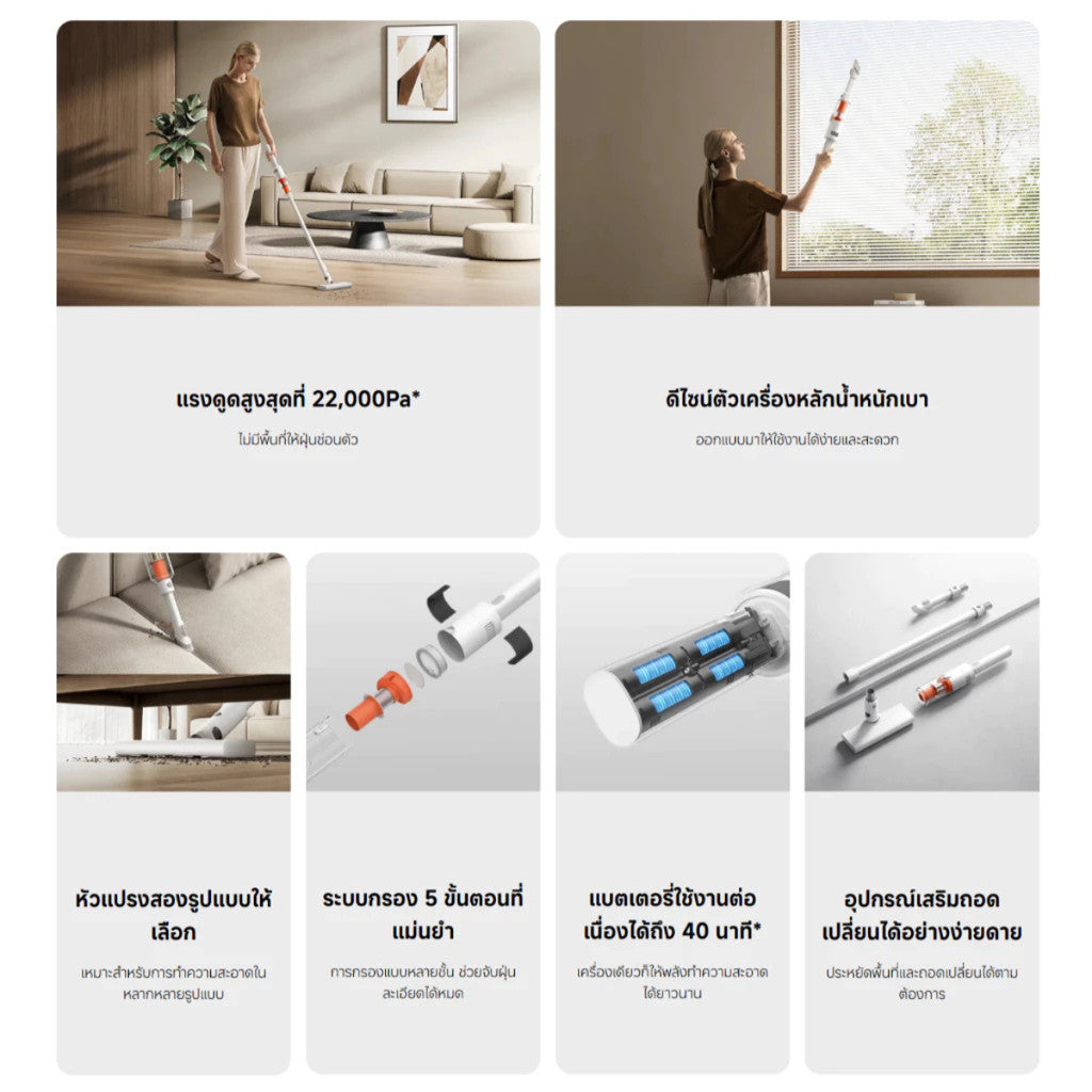 Xiaomi Vacuum Cleaner P30 แรงดูดสูงสุด 22,000 Pa / หัวแปรงสองแบบ / แบตเตอรี่ใช้งานได้ยาวนาน 40 นาที