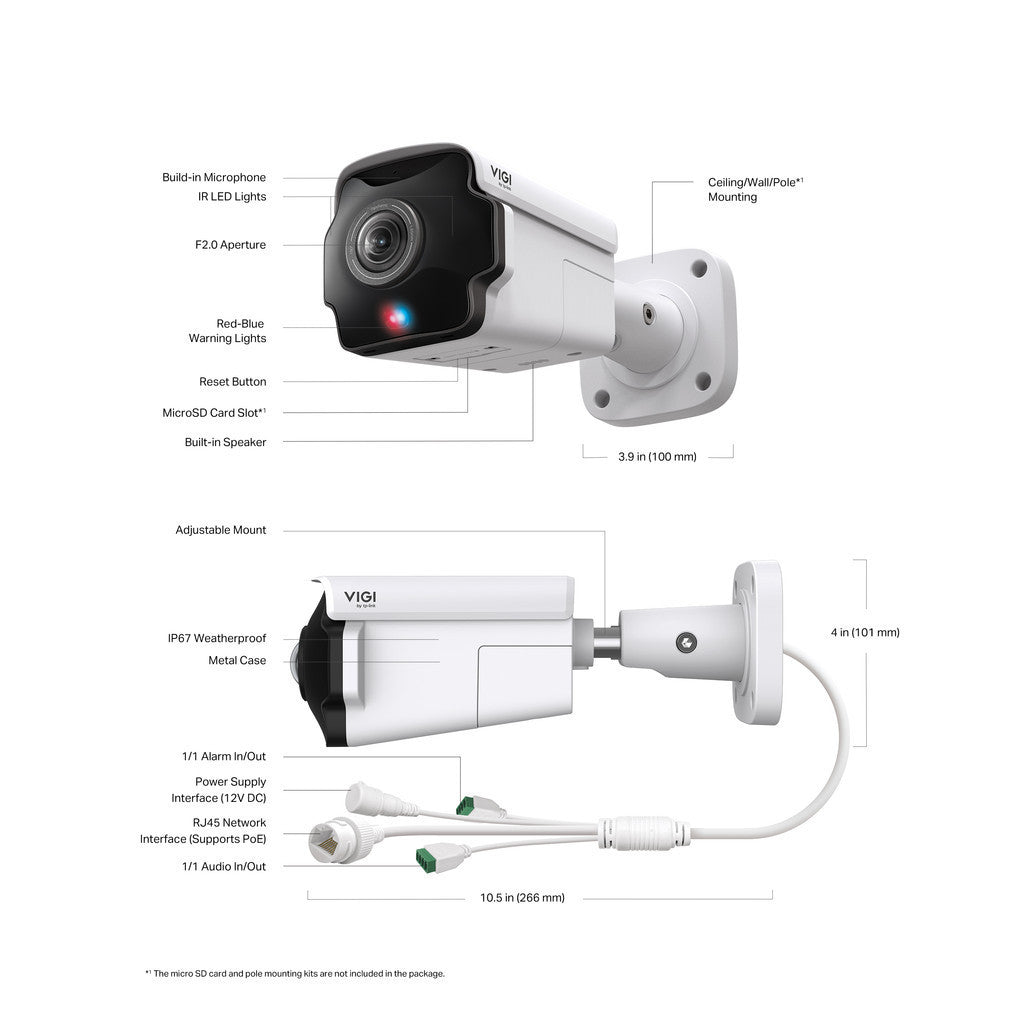 TP-LINK VIGI INSIGHT S385PI 8MP Outdoor IR Panoramic Bullet Network Camera มีไฟเตือนสีแดง-น้ำเงิน