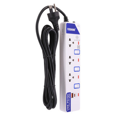 TOSHINO ET-913UC ปลั๊ก 3+1 PD +1 QC 3 เมตร สินค้ารับประกัน 3 ปี