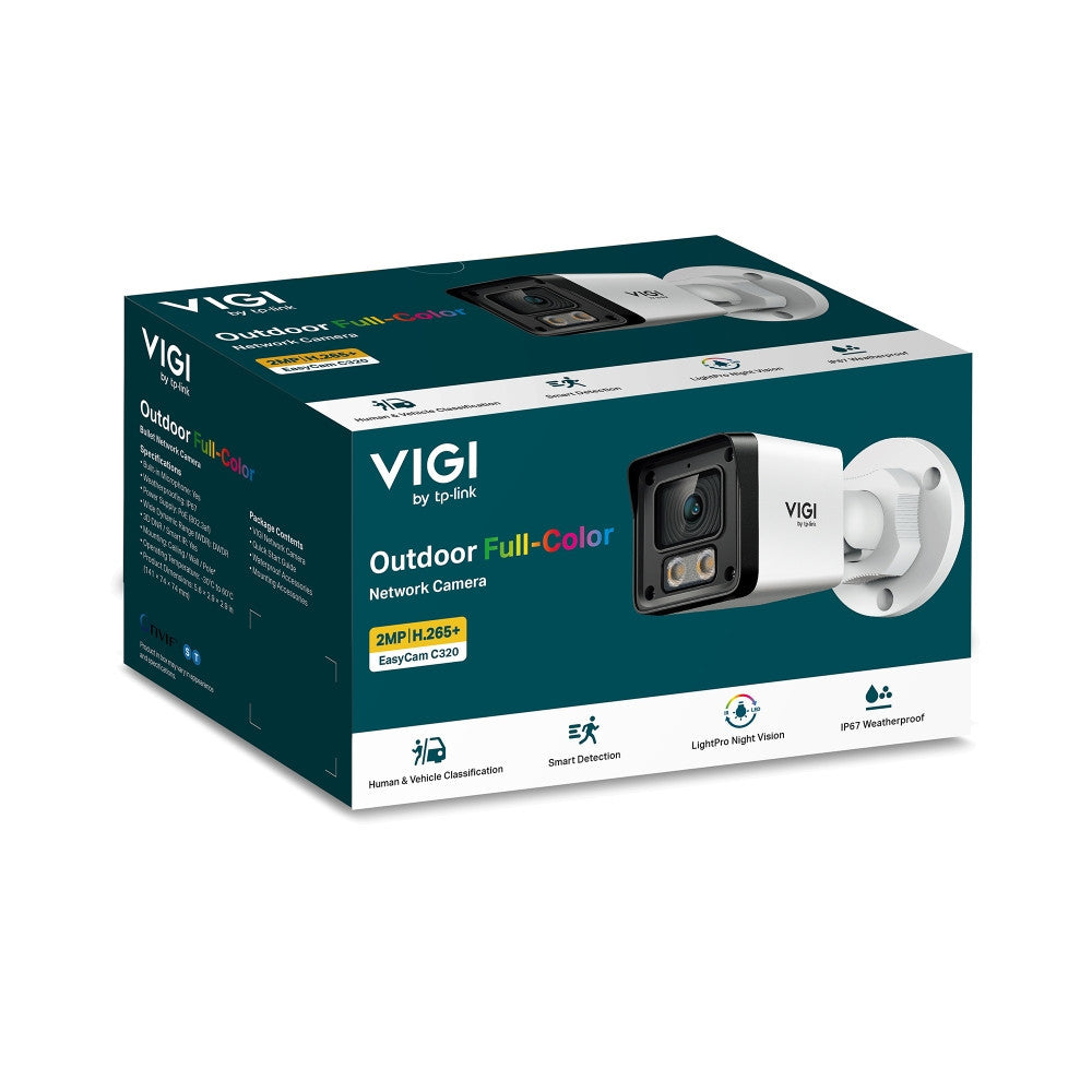 VIGI EasyCam C320 VIGI 2MP Outdoor Full-Color Bullet Network Camera ความคมชัดสูง 2MP และภาพสีตลอด 24 ชั่วโมง
