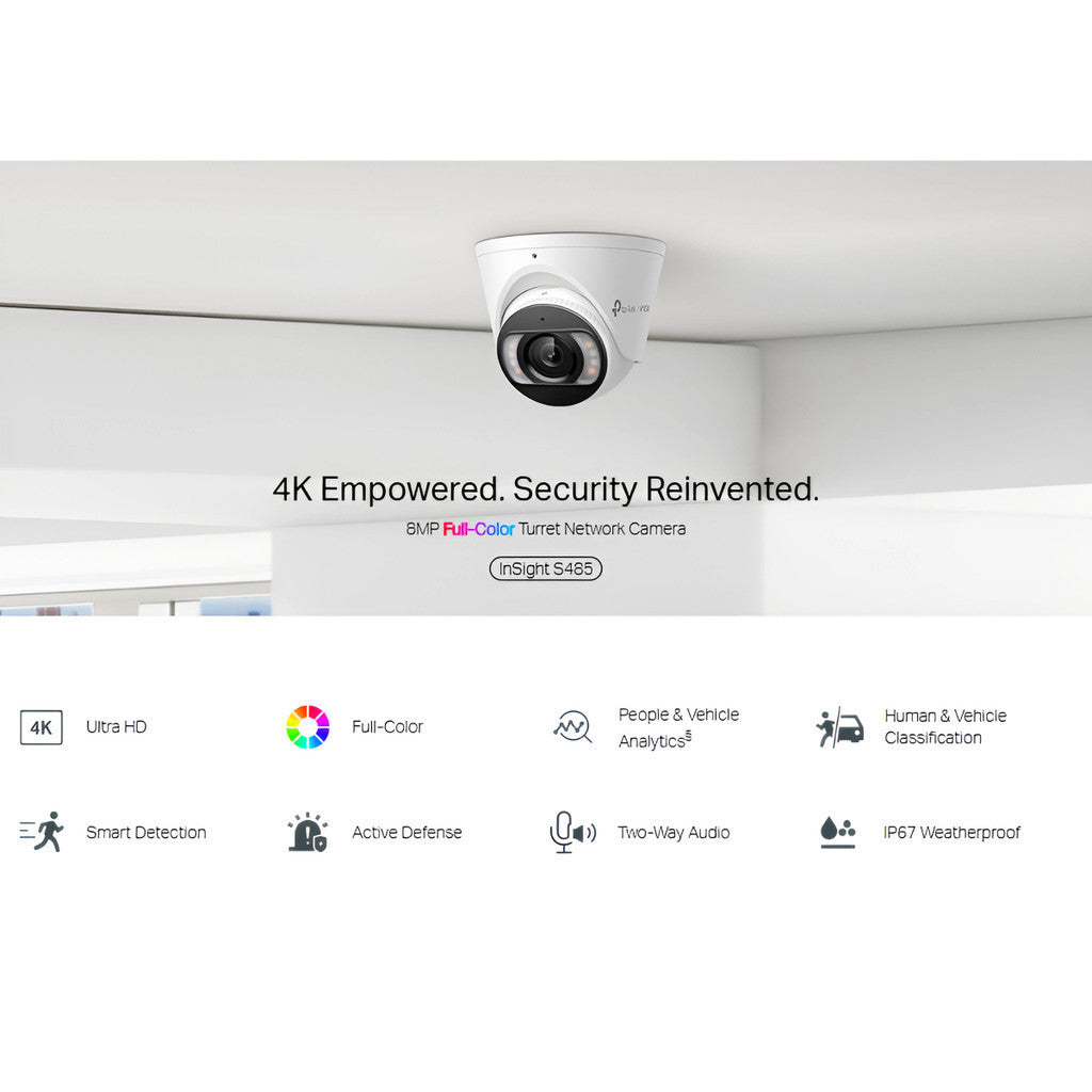 TP-LINK VIGI INSIGHT S485 8MP OUTDOOR NETWORK CAMERA กล้องวงจรปิดภายนอก รับประกัน 3 ปี