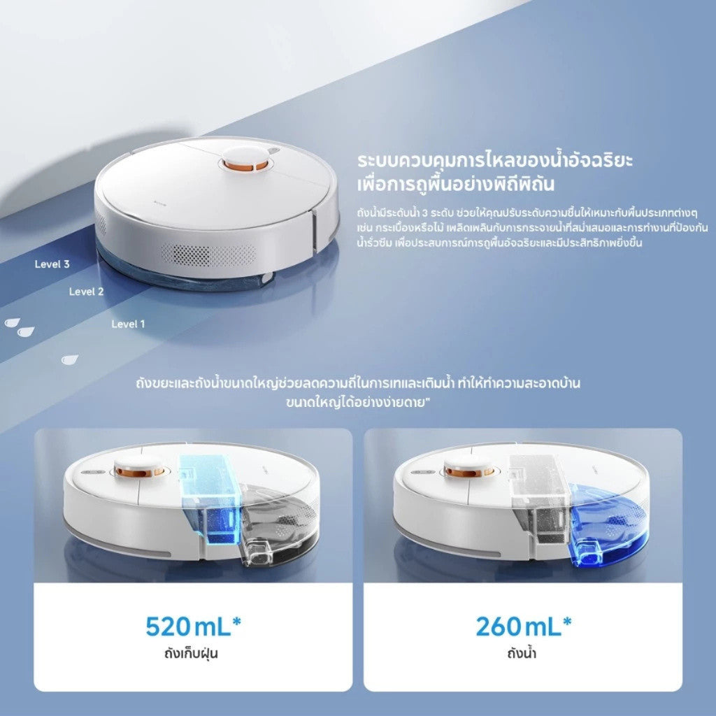 Xiaomi Robot Vacuum S40C 5000Pa ระบบนำทาง LDS Laser หลีกเลี่ยงสิ่งกีดขวางอัตโนมัติ ควบคุมผ่านแอป Mi Home ได้