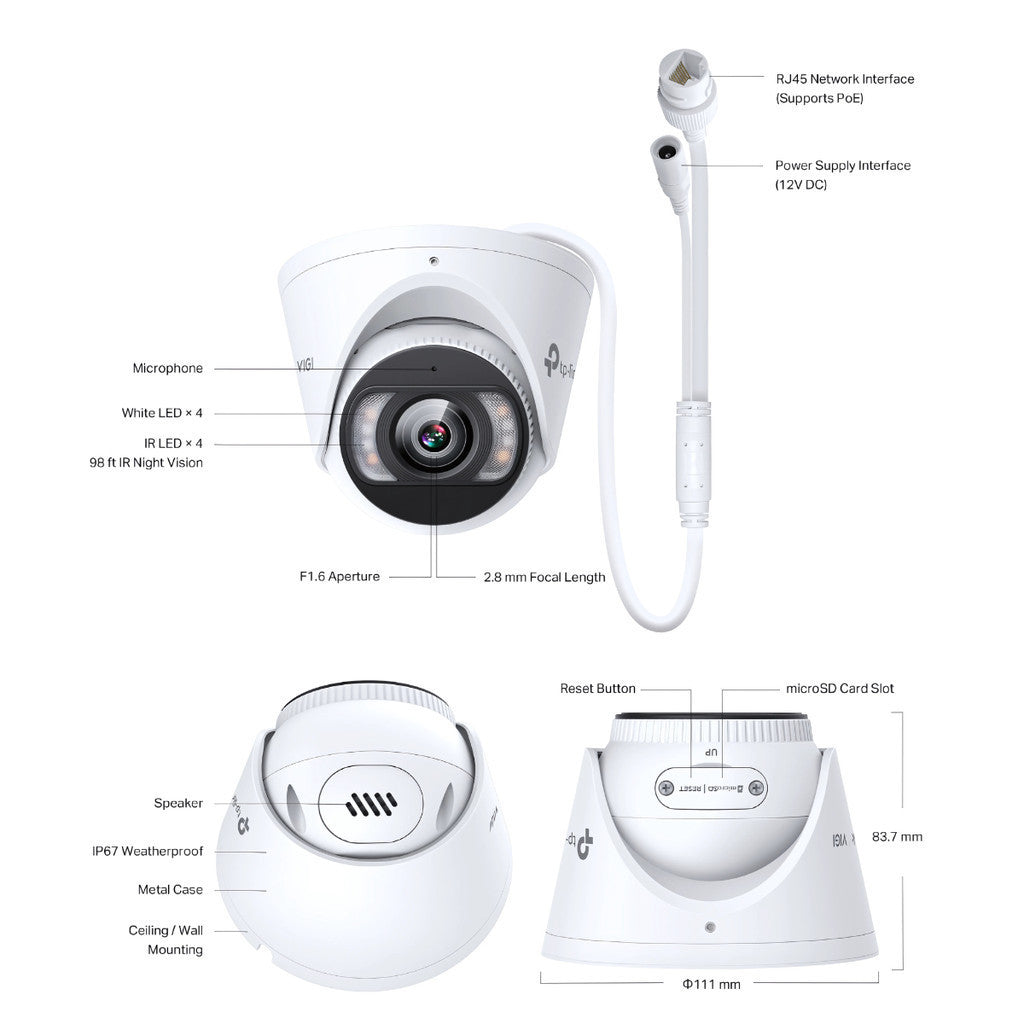 TP-LINK VIGI INSIGHT S485 8MP OUTDOOR NETWORK CAMERA กล้องวงจรปิดภายนอก รับประกัน 3 ปี