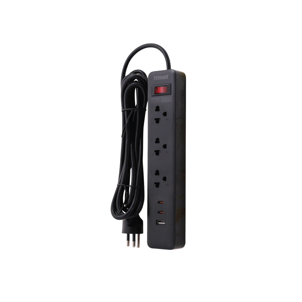 TOSHINO รางปลั๊ก XY-33USBC 3 ช่อง +2 TYPC C + 1USB/3M สินค้ารับประกัน 3 ปี