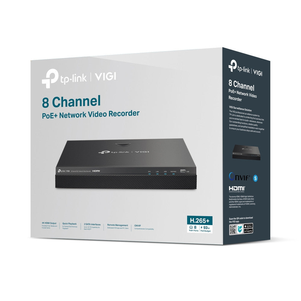 TP-LINK VIGI NVR2008H-8MP 8Channel Network Video Recorder เครื่องบันทึกวิดีโอ รับประกันศูนย์  3 ปี