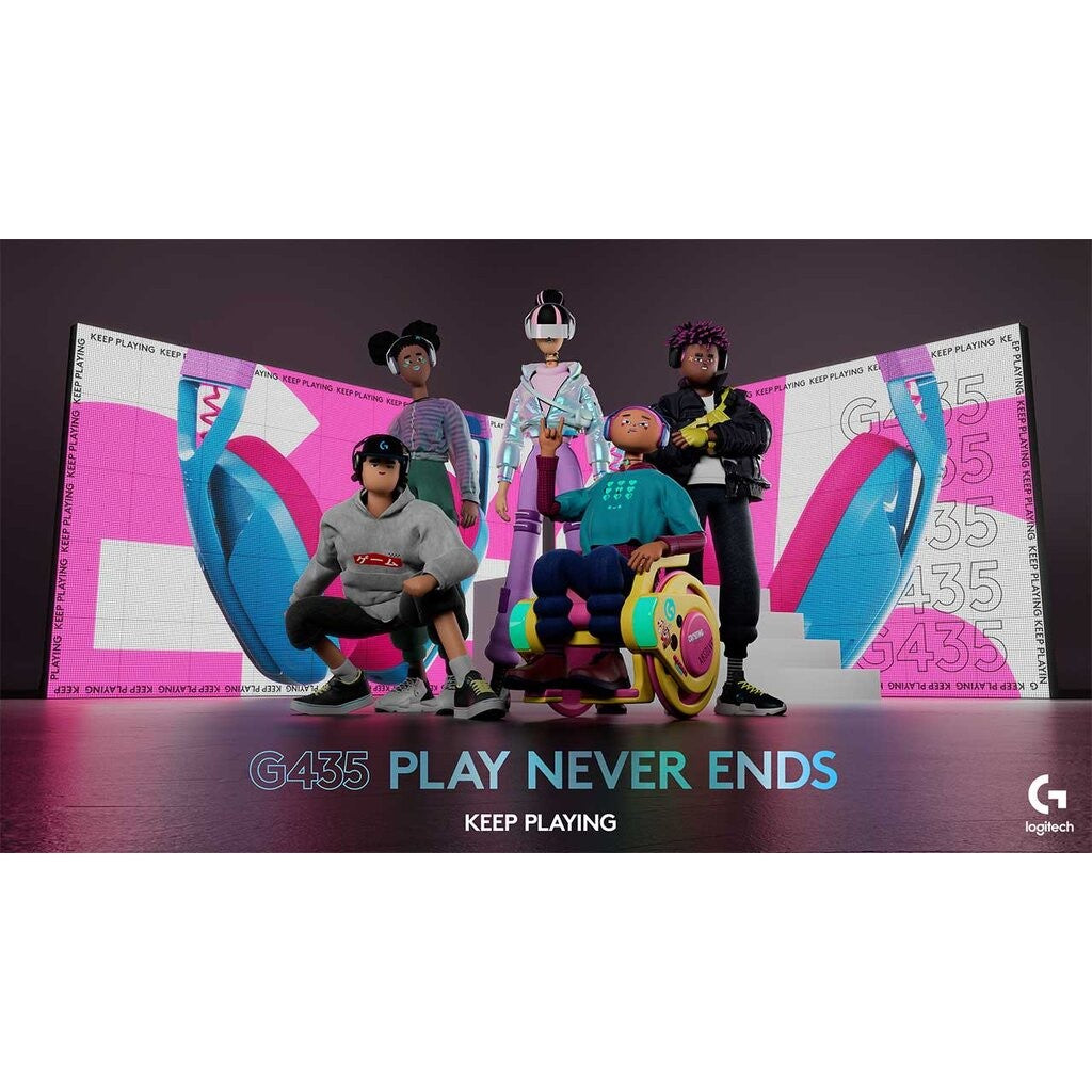 LOGITECH G435 หูฟังเกมมิ่งไร้สาย *สีฟ้า* ULTRA-LIGHT WIRELESS BLUETOOTH HEADPHONE รับประกัน ...