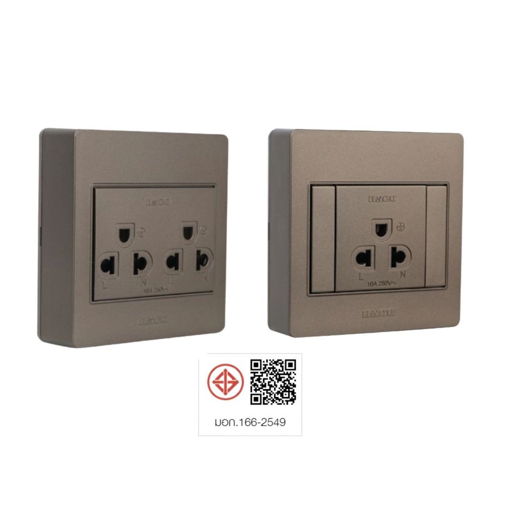 HACO เต้ารับเดี่ยว-สวิตช์ทางเดียว รุ่น M3N-S11/S21/S31/E10/E11/E20, M4N-E21/E30 รับประกัน 1 ปี