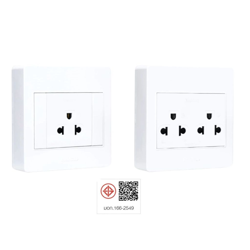 HACO เต้ารับเดี่ยว-สวิตช์ทางเดียว รุ่น M3N-S11/S21/S31/E10/E11/E20, M4N-E21/E30 รับประกัน 1 ปี