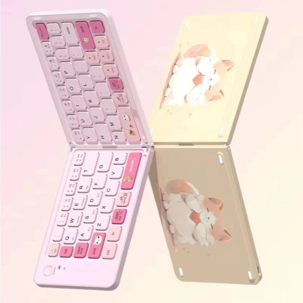 MOFii Z1 Re-charge Bluetooth คียบอร์ดขนาดเล็กพับได้ ชาร์จไฟได้ ลายน้องแมว