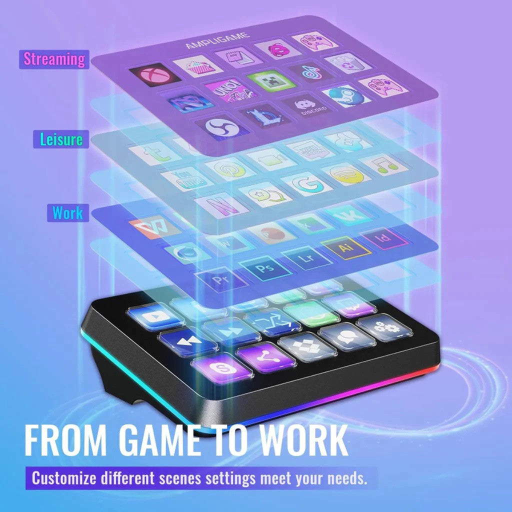 FiFine D6 Stream Controller อุปกรณ์ควบคุมสตรีมมาพร้อมปุ่มมาโครปรับแต่งได้ 15 ปุ่ม, หน้าจอ LCD (Black)