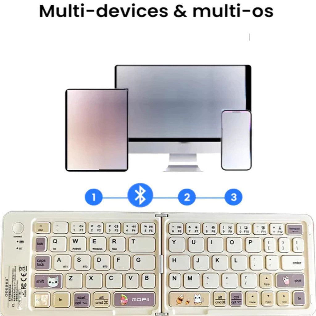MOFii Z1 Re-charge Bluetooth คียบอร์ดขนาดเล็กพับได้ ชาร์จไฟได้ ลายน้องแมว