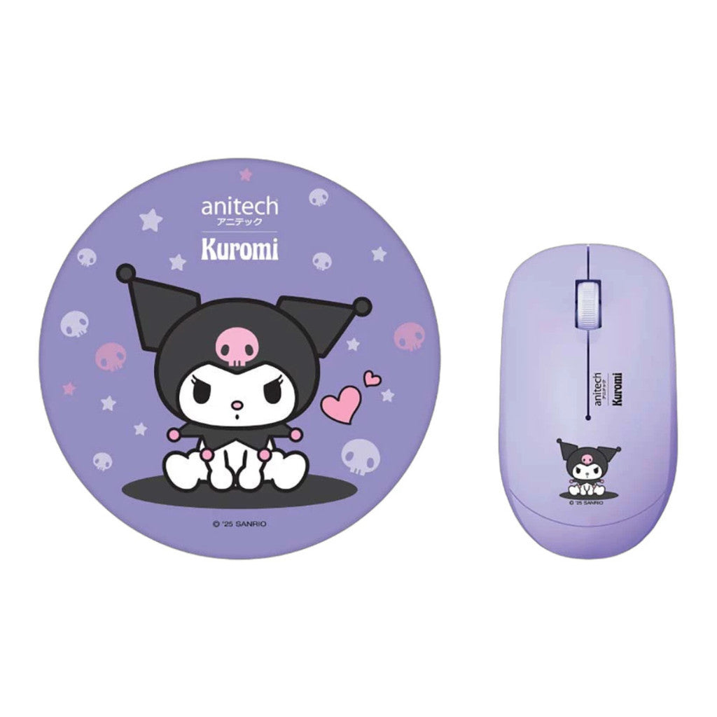 ANITECH X KUROMI เมาส์ไร้สาย รุ่น KU-WMP01 COMBO SET WIRELESS MOUSE WITH MOUSE PAD