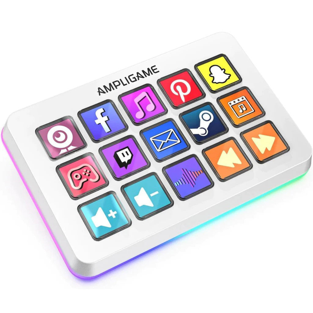 FiFine D6 Stream Controller อุปกรณ์ควบคุมสตรีมมาพร้อมปุ่มมาโครปรับแต่งได้ 15 ปุ่ม (White)