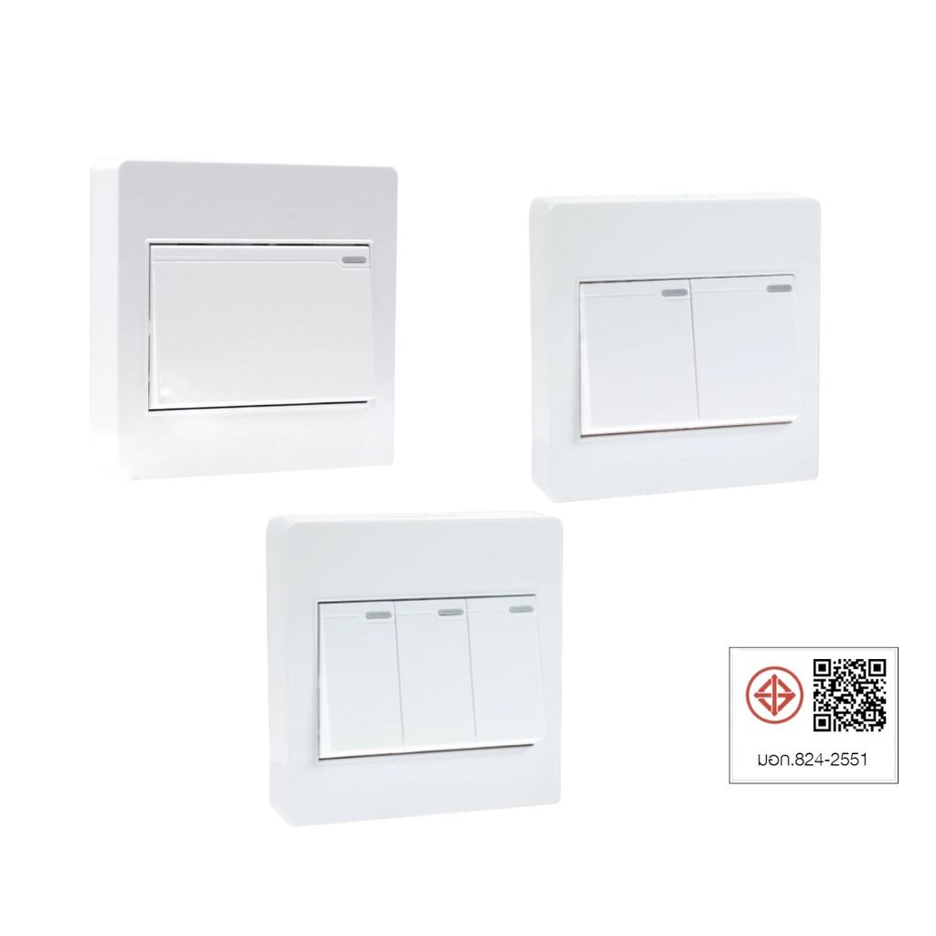 HACO เต้ารับเดี่ยว-สวิตช์ทางเดียว รุ่น M3N-S11/S21/S31/E10/E11/E20, M4N-E21/E30 รับประกัน 1 ปี