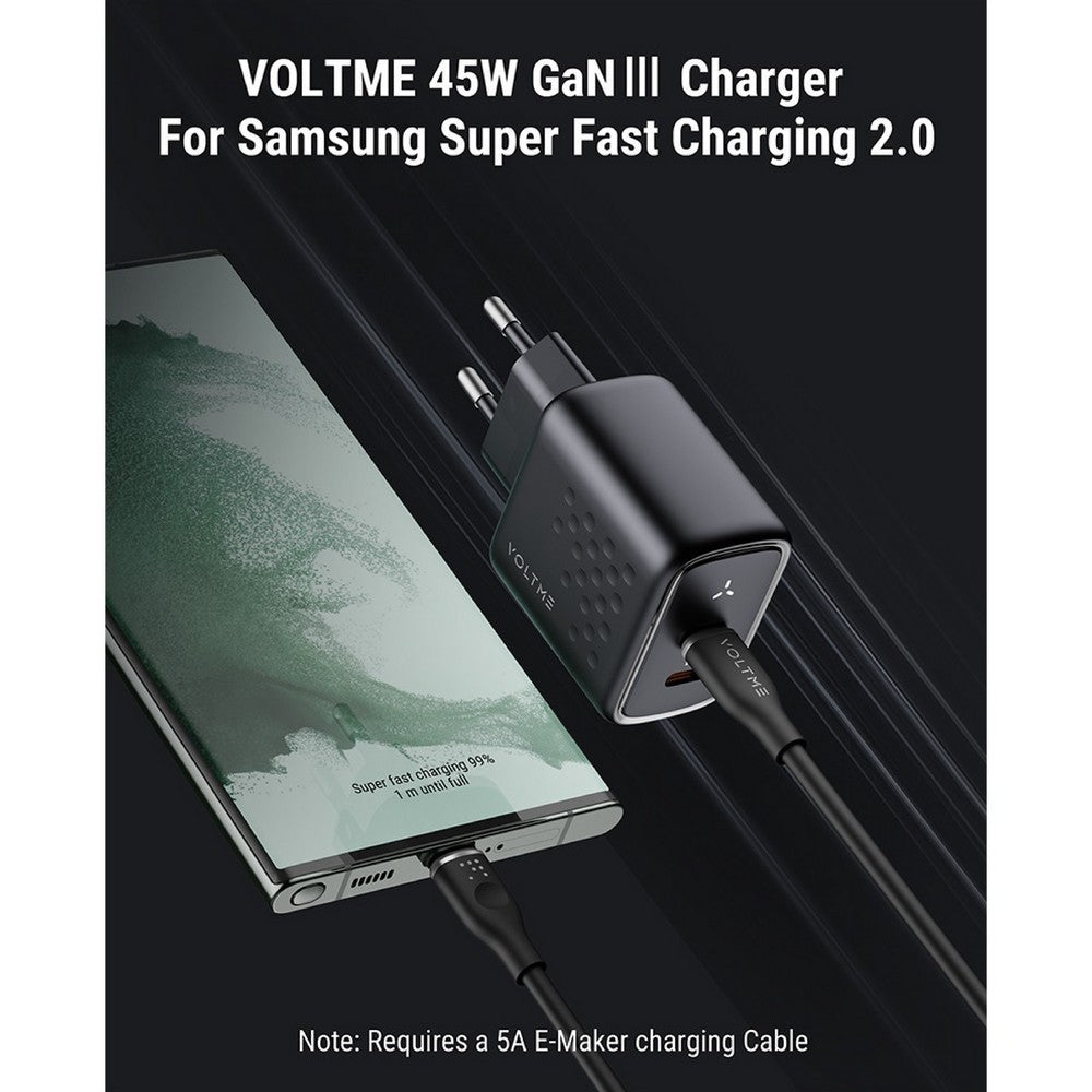 VOLTME ADAPTER CHARGER (อะแดปเตอร์) REVO 45W DUO CC V2111TH Black รับประกัน 2 ปี
