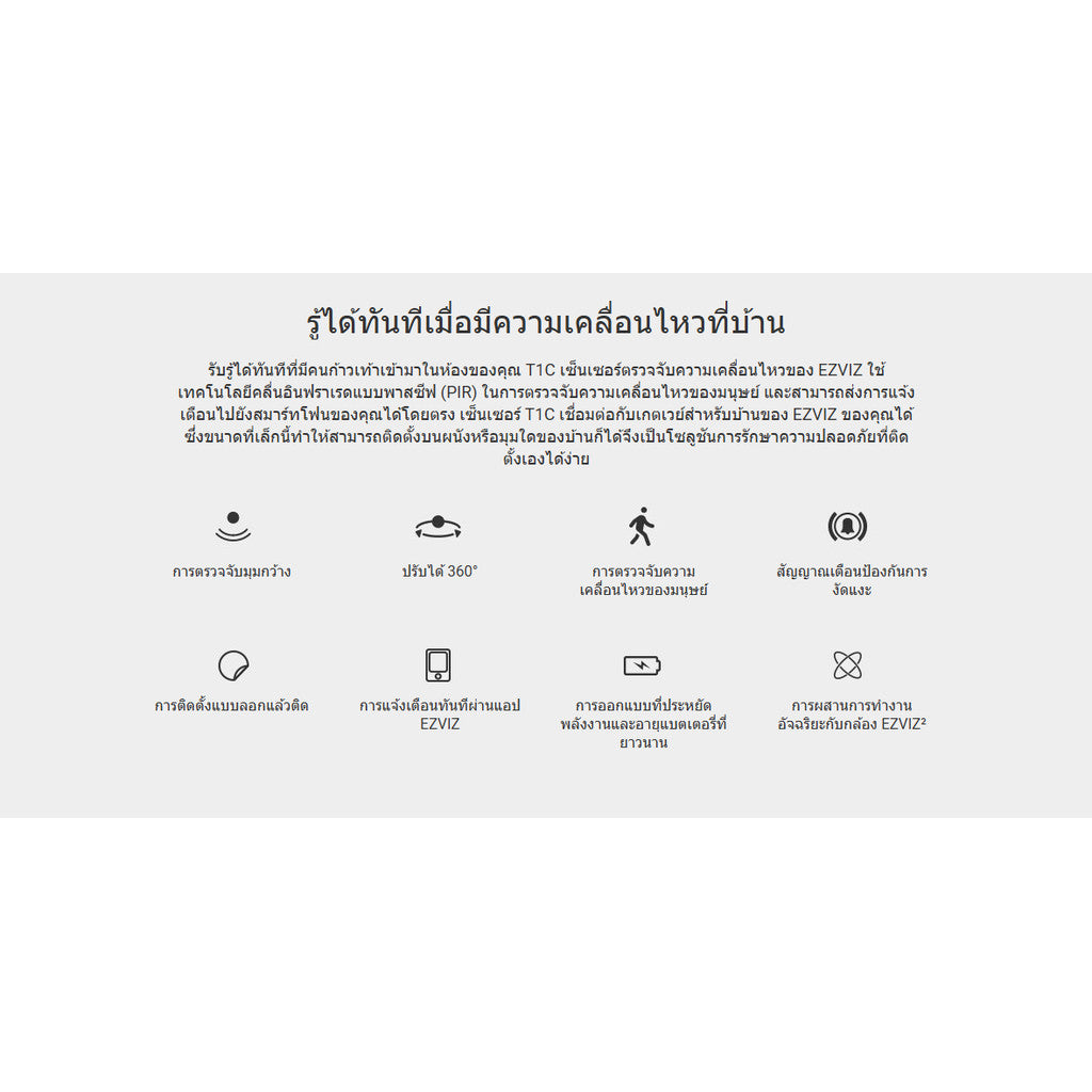 EZVIZ T1C PIR Monitor Sensor เซนเซอร์ตรวจจับความเคลื่อนไหวด้วย PIR พลังงานแบตเตอรี่สูง มีสัญญาณเตือน