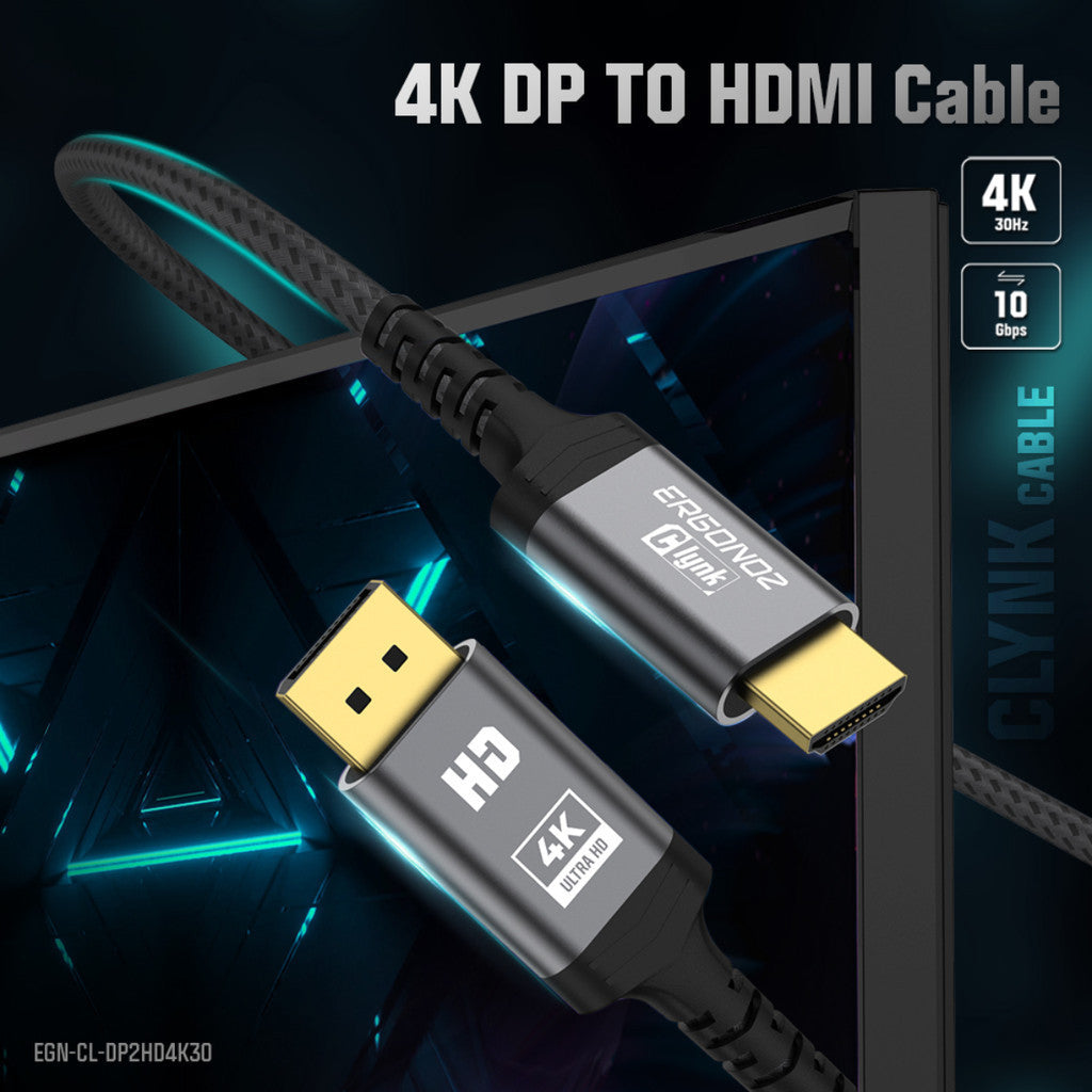 ERGONOZ สาย Displayport to HDMI 4K / 30Hz / 2M. (EGN-CL-DP2HD4K30-2M) รับประกัน 2 ปี